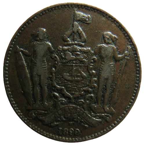 1890-H British North Borneo One Cent Coin