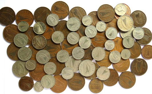 Large Collection of Old Coins From Ireland Pennies, Sixpences, Threepences etc.