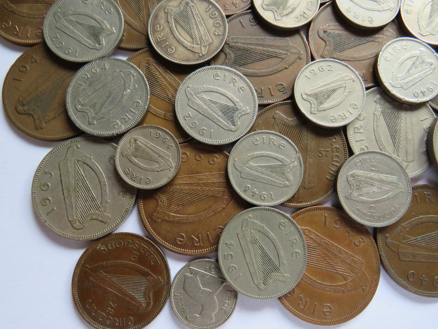 Large Collection of Old Coins From Ireland Pennies, Sixpences, Threepences etc.