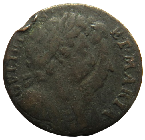 1694 William & Mary Farthing Coin
