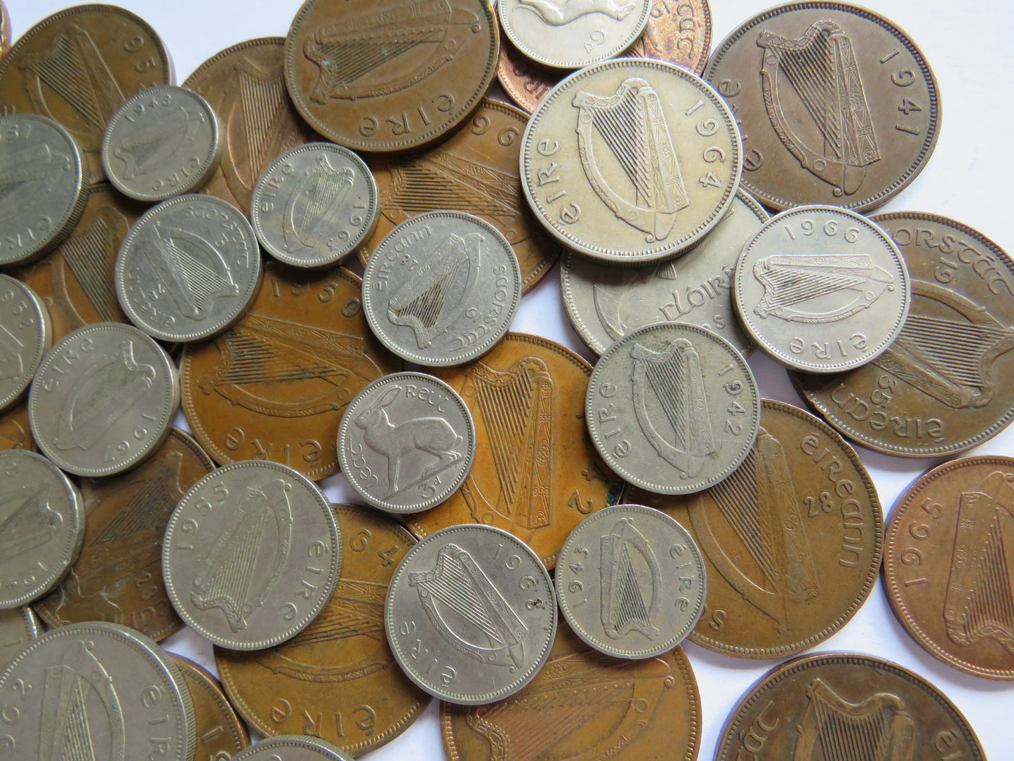 Large Collection of Old Coins From Ireland Pennies, Sixpences, Threepences etc.