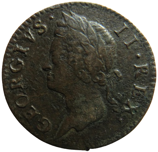 1752 King George II Ireland / Hibernia Halfpenny Coin