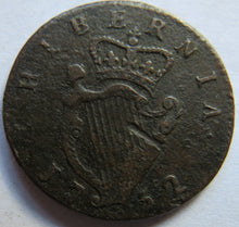 Load image into Gallery viewer, 1752 King George II Ireland / Hibernia Halfpenny Coin
