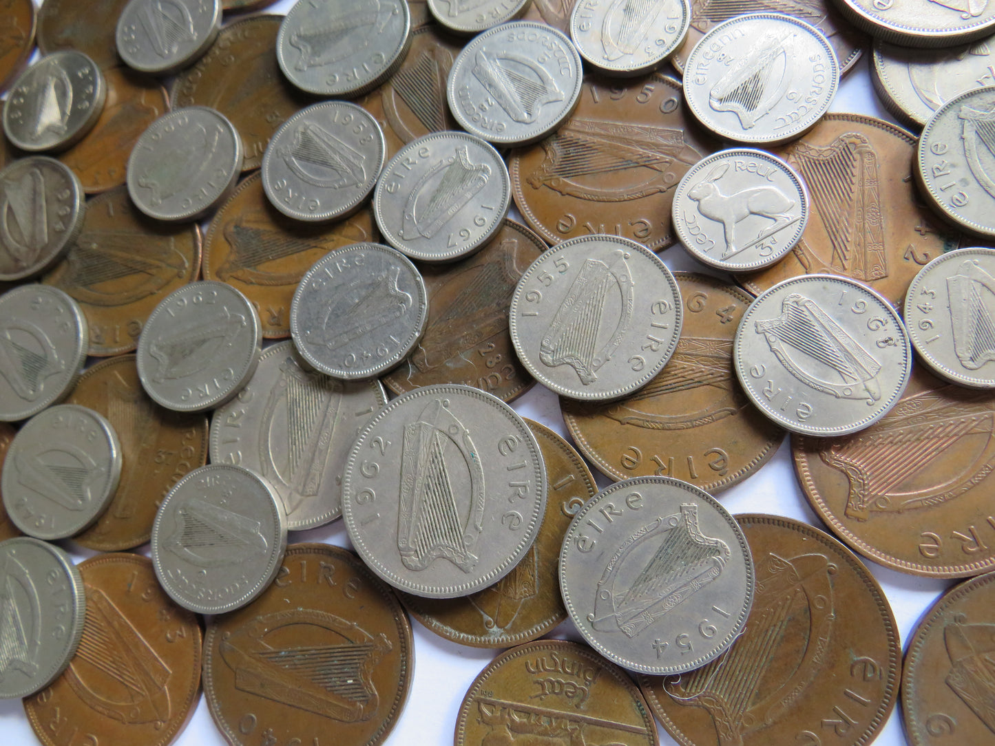 Large Collection of Old Coins From Ireland Pennies, Sixpences, Threepences etc.