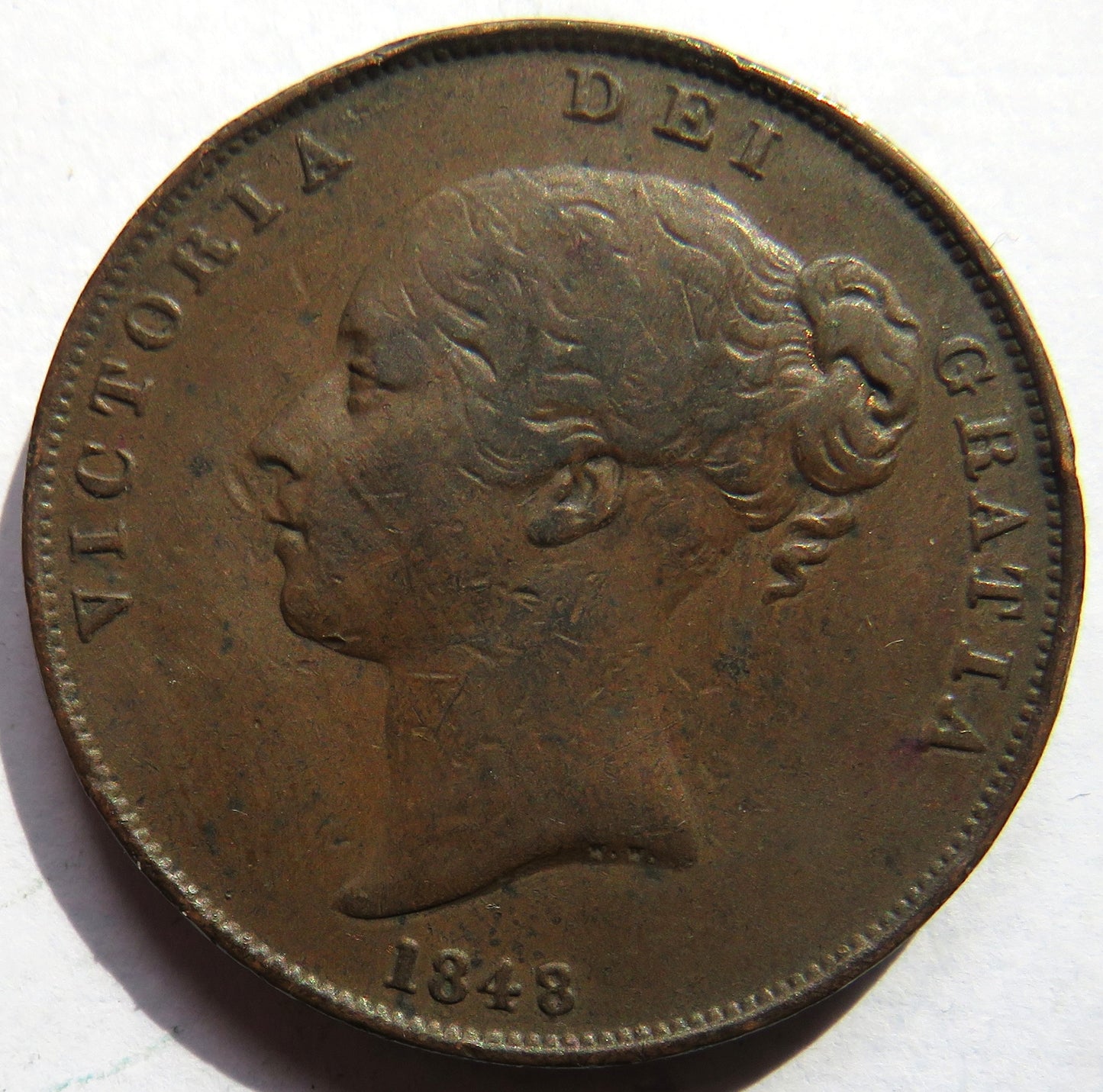 1848 Queen Victoria Young Head One Penny Coin - Great Britain