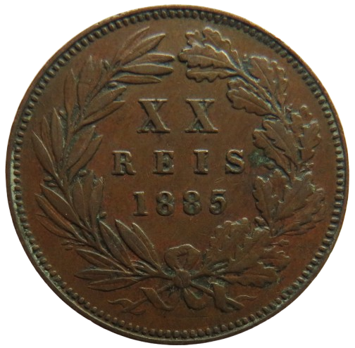 1885 Portugal 20 Reis Coin