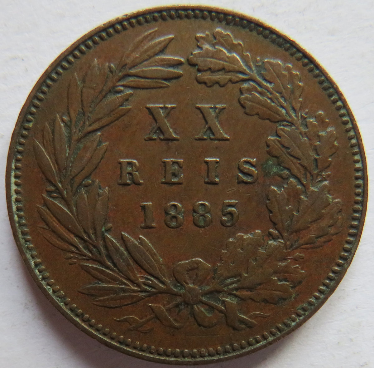 1885 Portugal 20 Reis Coin