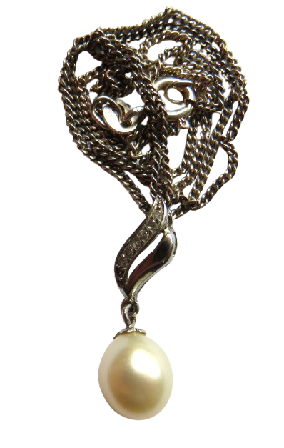Stylish Ladies Sterling Silver & Peal & Necklace image 1
