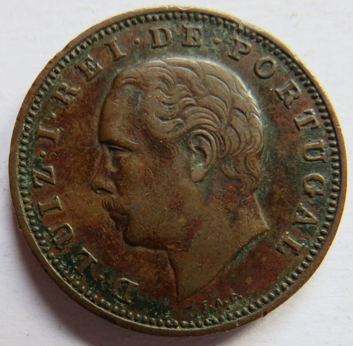 1885 Portugal 20 Reis Coin