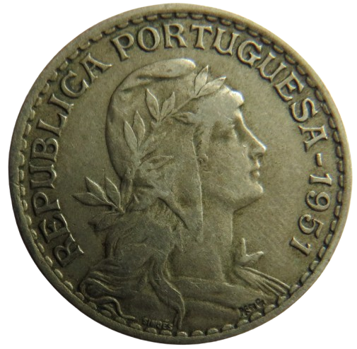 1951 Portugal One Escudo Coin
