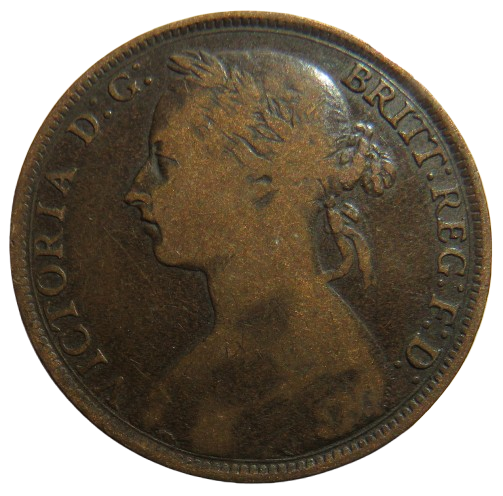 1892 Queen Victoria Bun Head One Penny Coin - Great Britain
