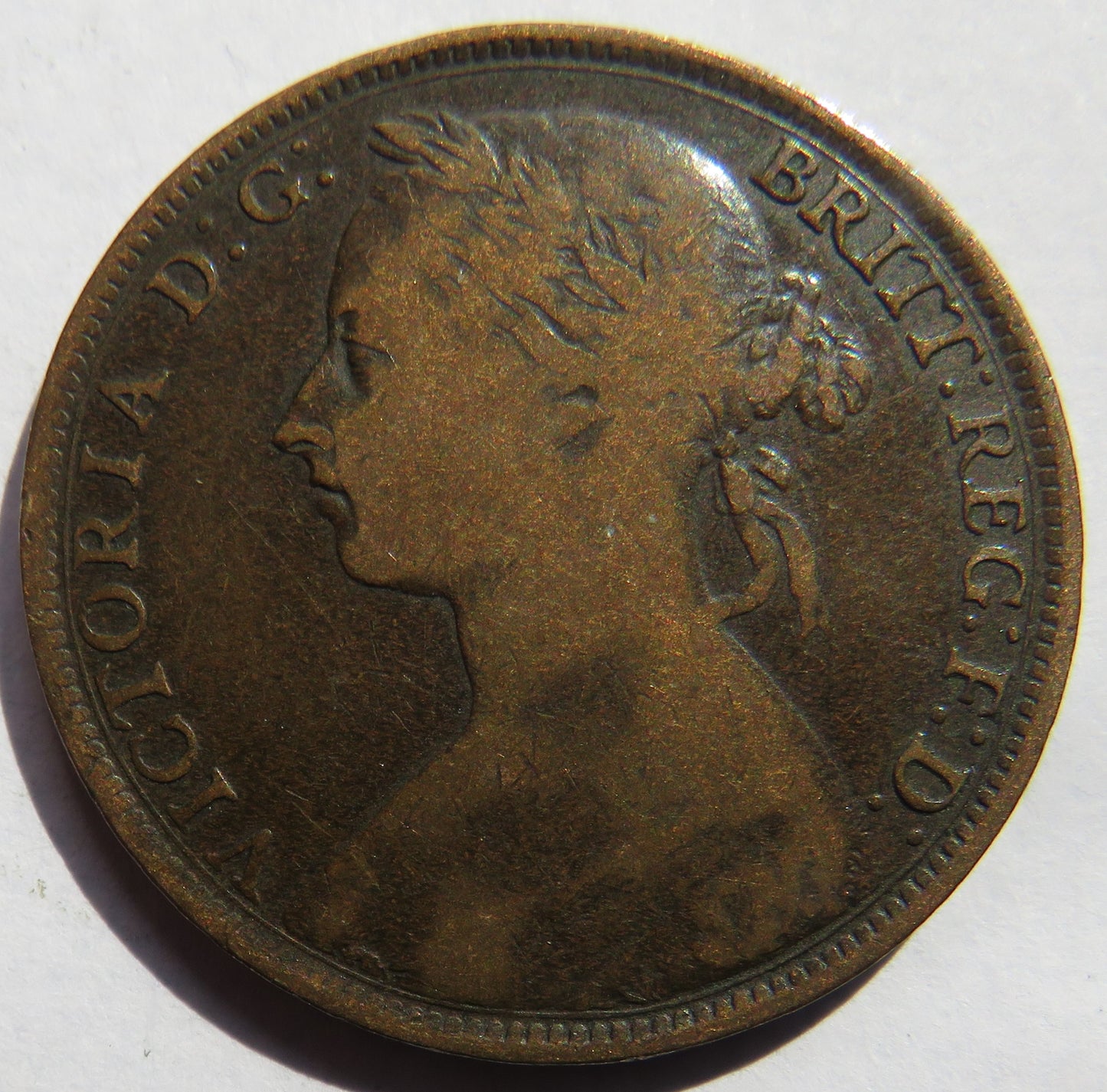 1892 Queen Victoria Bun Head One Penny Coin - Great Britain