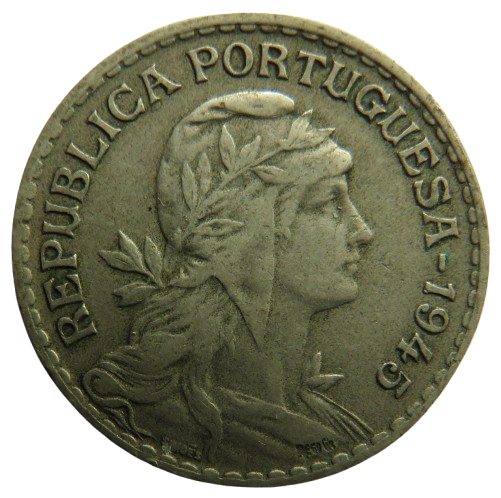 1945 Portugal One Escudo Coin
