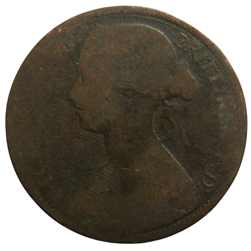 1866 Queen Victoria Bun Head One Penny Coin - Great Britain