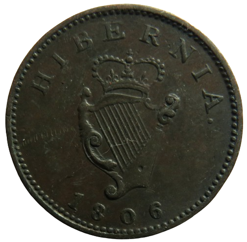 1806 King George III Ireland Hibernia Farthing Coin