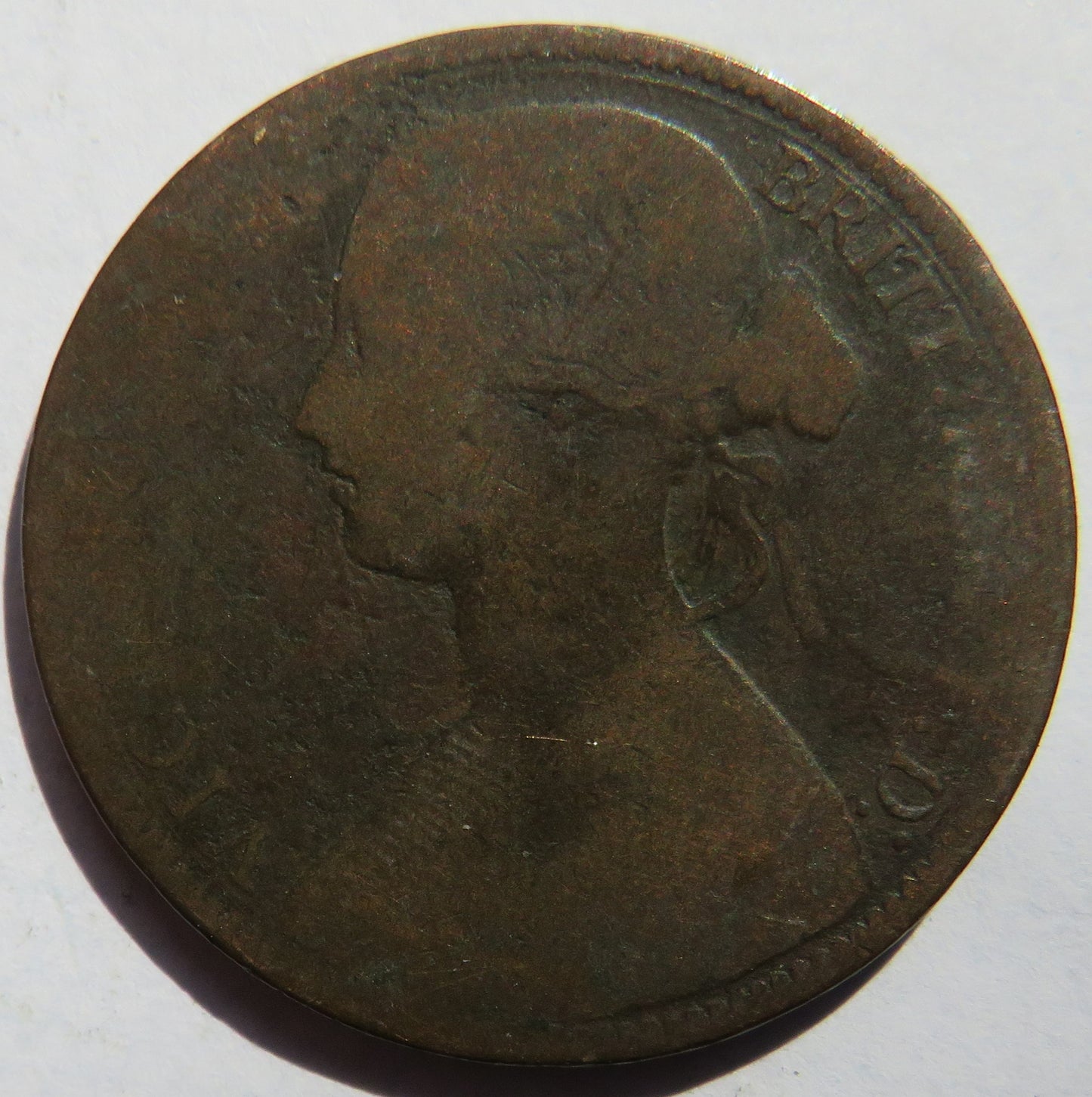 1866 Queen Victoria Bun Head One Penny Coin - Great Britain