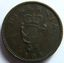 Load image into Gallery viewer, 1806 King George III Ireland Hibernia Farthing Coin
