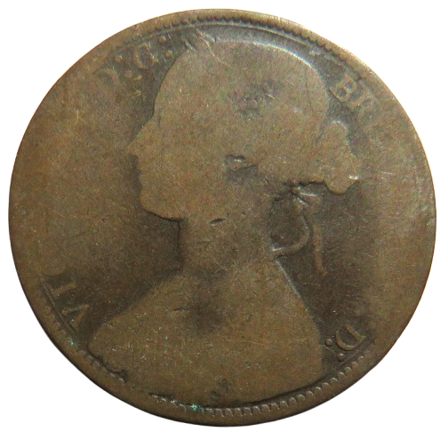 1873 Queen Victoria Bun Head One Penny Coin - Great Britain