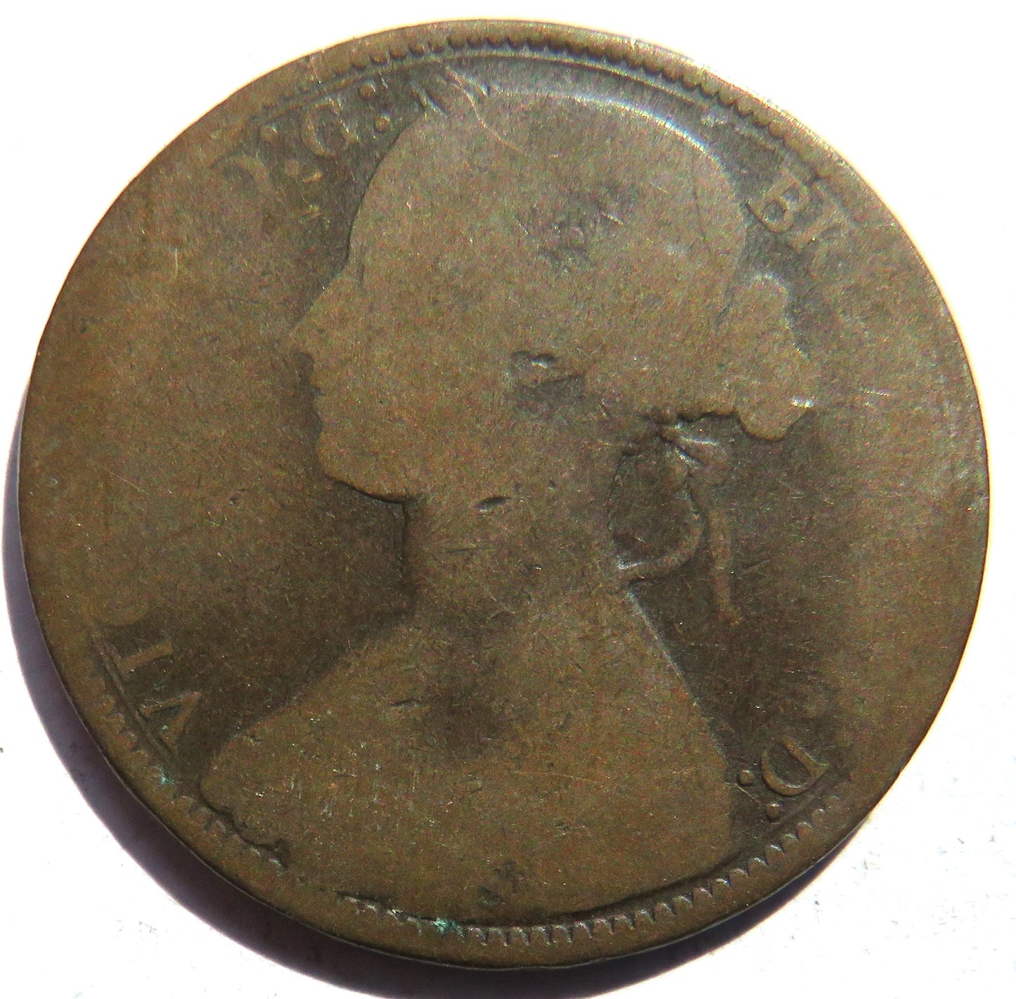 1873 Queen Victoria Bun Head One Penny Coin - Great Britain