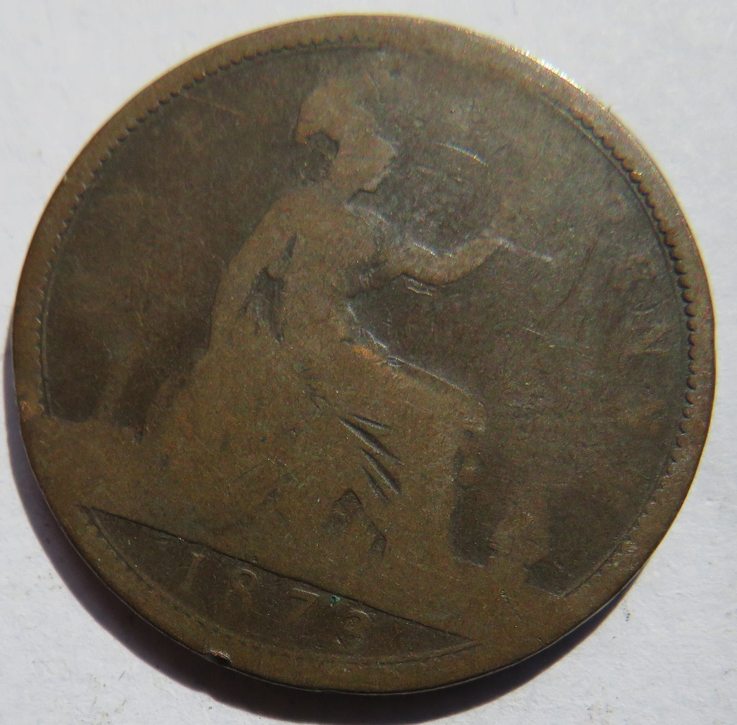 1873 Queen Victoria Bun Head One Penny Coin - Great Britain
