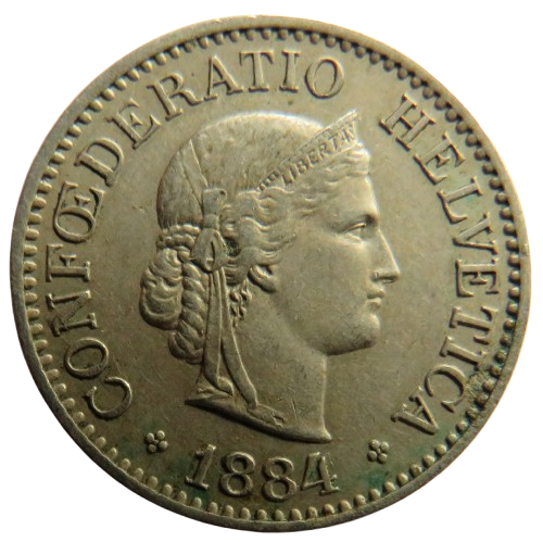 1884 Switzerland 10 Rappen Coin