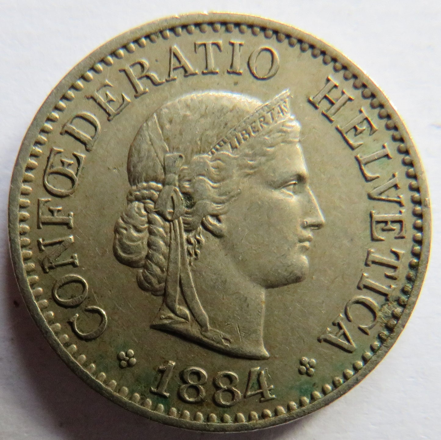 1884 Switzerland 10 Rappen Coin