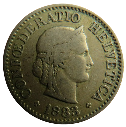 1883 Switzerland 10 Rappen Coin