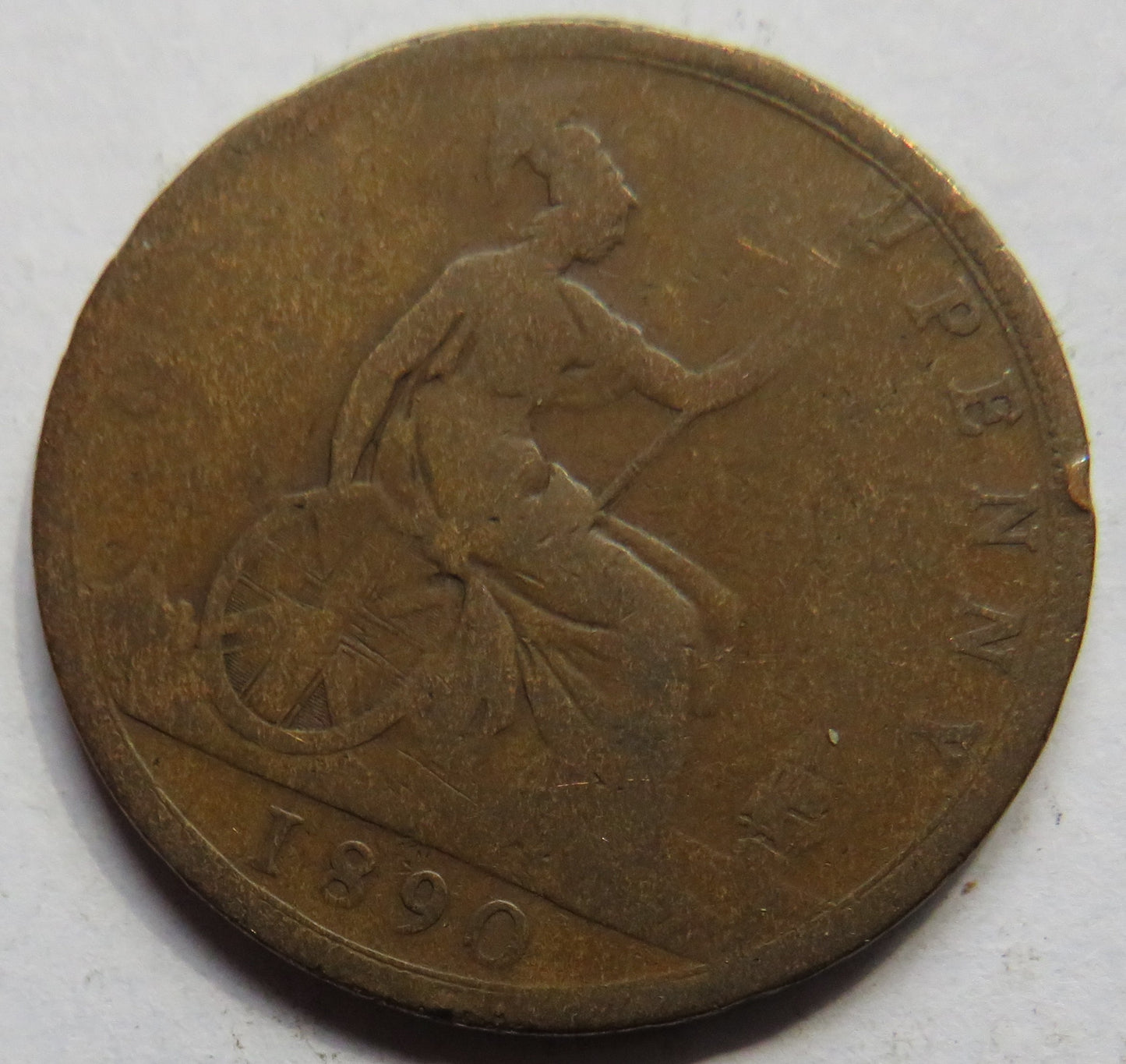 1890 Queen Victoria Bun Head One Penny Coin - Great Britain