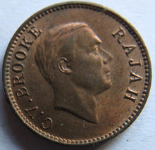 Load image into Gallery viewer, 1933-H Sarawak 1/2 Half Cent Coin In High Grade
