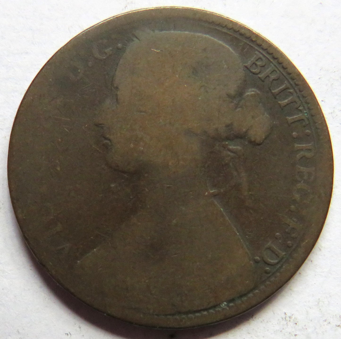 1864 Queen Victoria Bun Head One Penny Coin - Great Britain