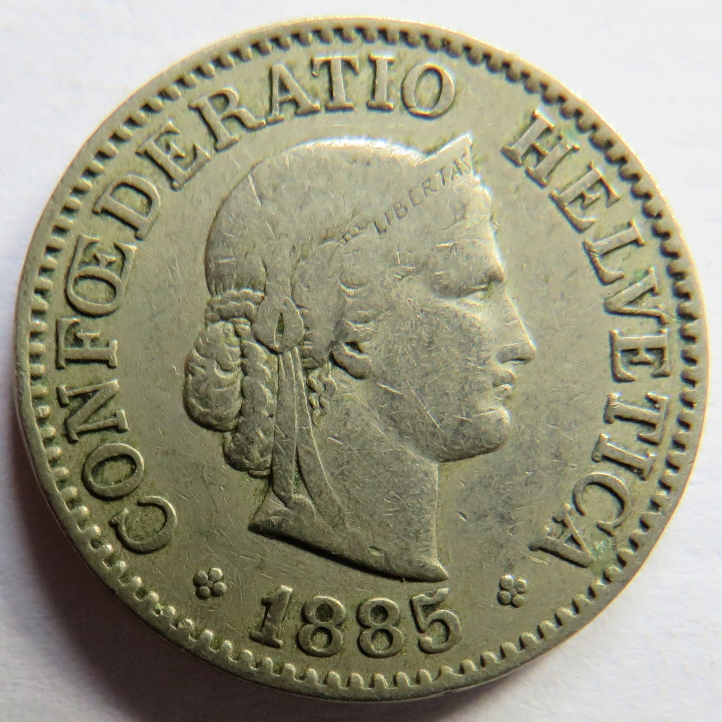 1885 Switzerland 10 Rappen Coin