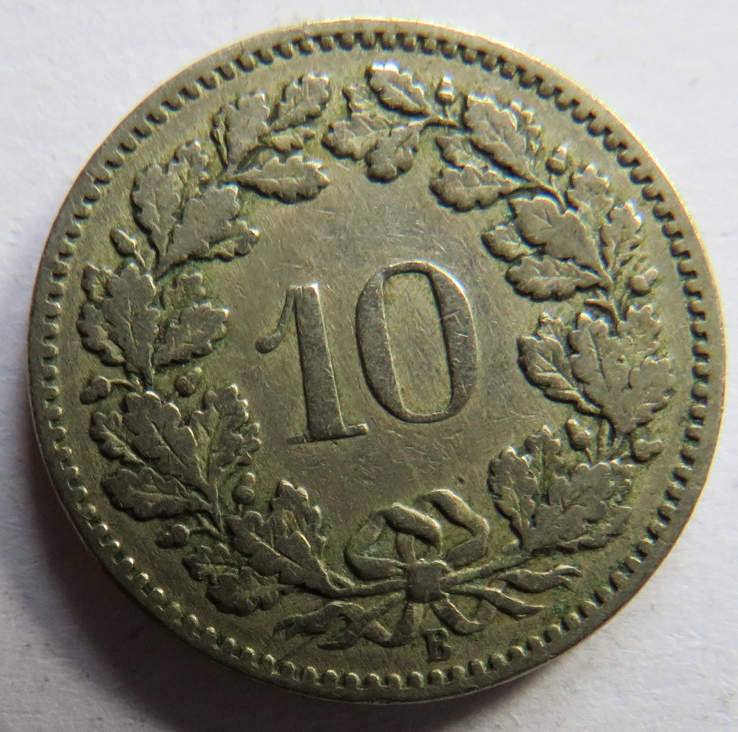 1885 Switzerland 10 Rappen Coin