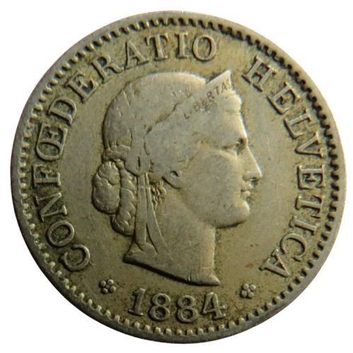 1884 Switzerland 5 Rappen Coin