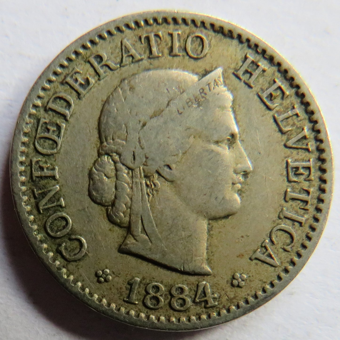 1884 Switzerland 5 Rappen Coin