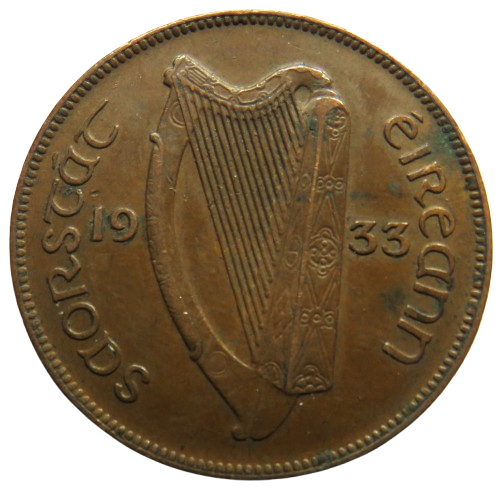 1933 Eire Ireland One Penny Coin