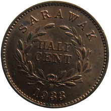 Load image into Gallery viewer, 1933-H Sarawak 1/2 Half Cent Coin In High Grade
