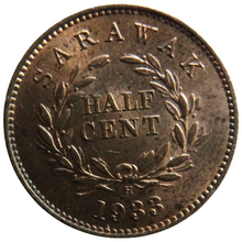 Load image into Gallery viewer, 1933-H Sarawak 1/2 Half Cent Coin In High Grade
