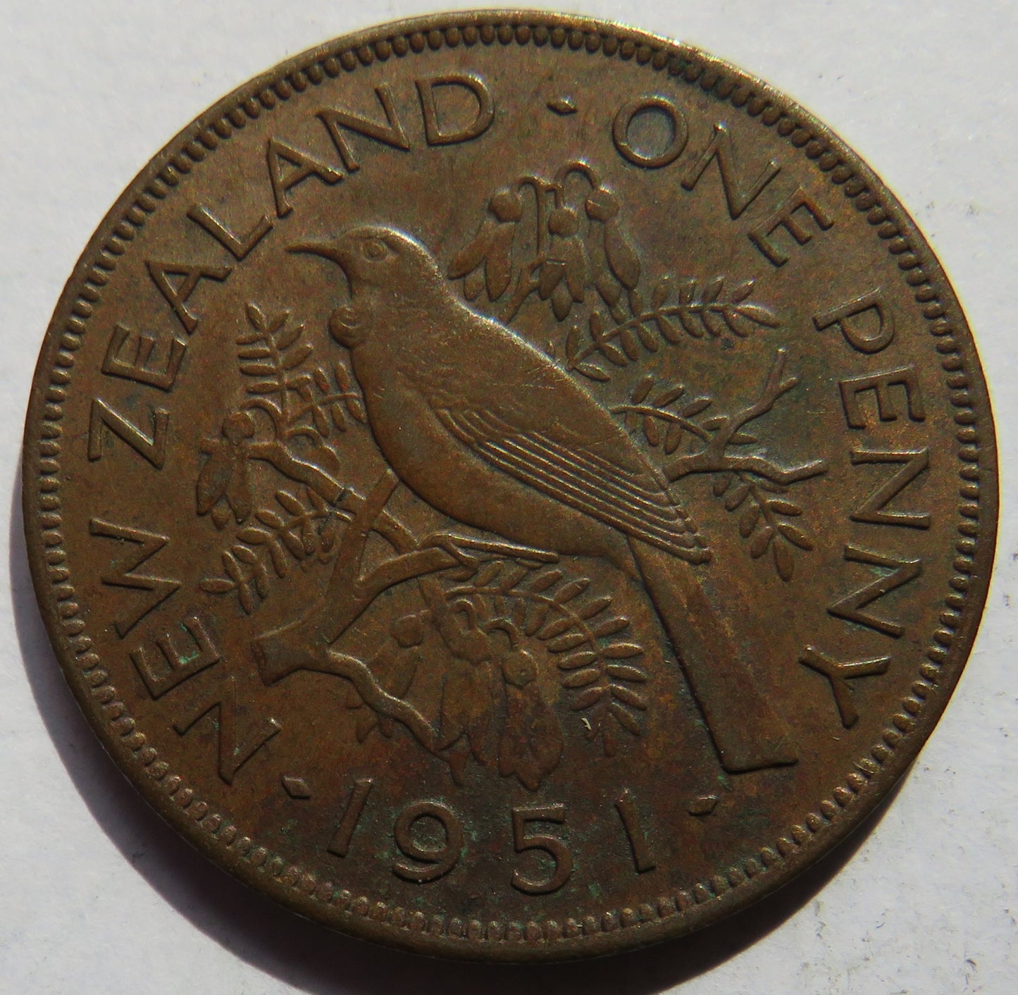 1951 King George VI New Zealand One Penny Coin