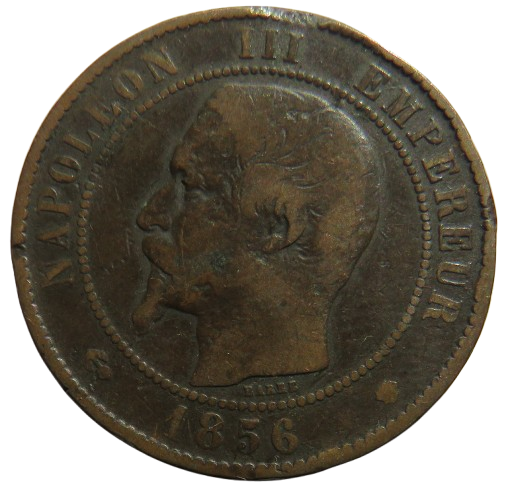 1856-MA Napoleon III France 10 Centimes Coin
