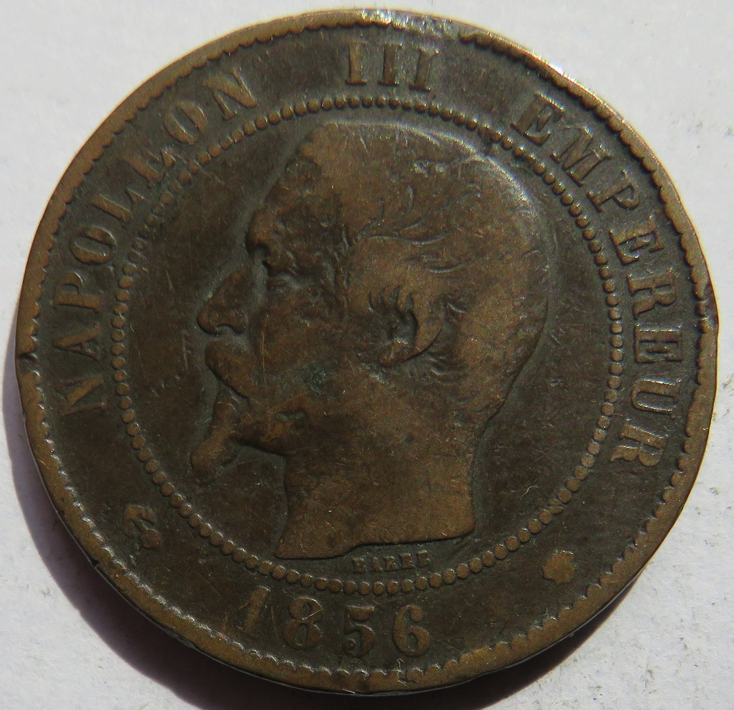 1856-MA Napoleon III France 10 Centimes Coin