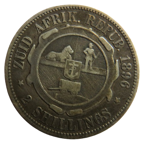 1896 South Africa Silver 2 Shillings Coin