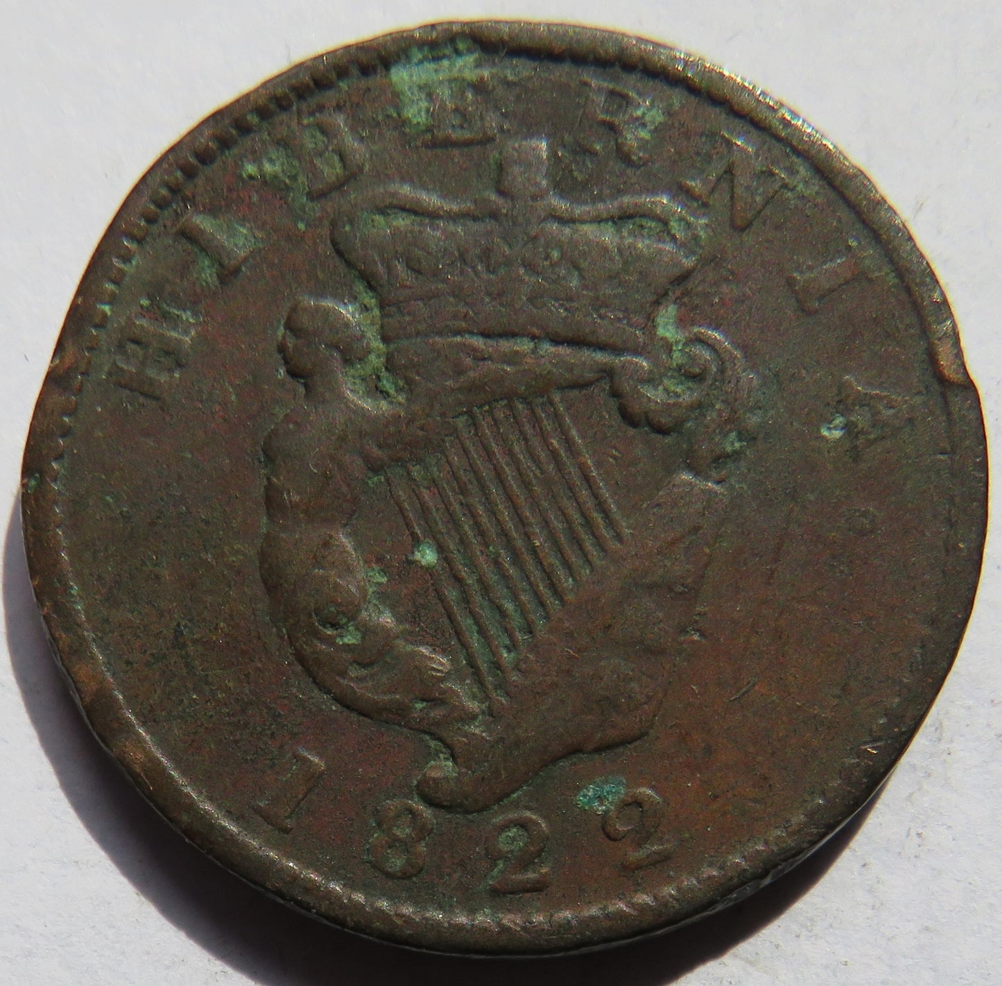 1822 King George IV Ireland / Hibernia Halfpenny Coin