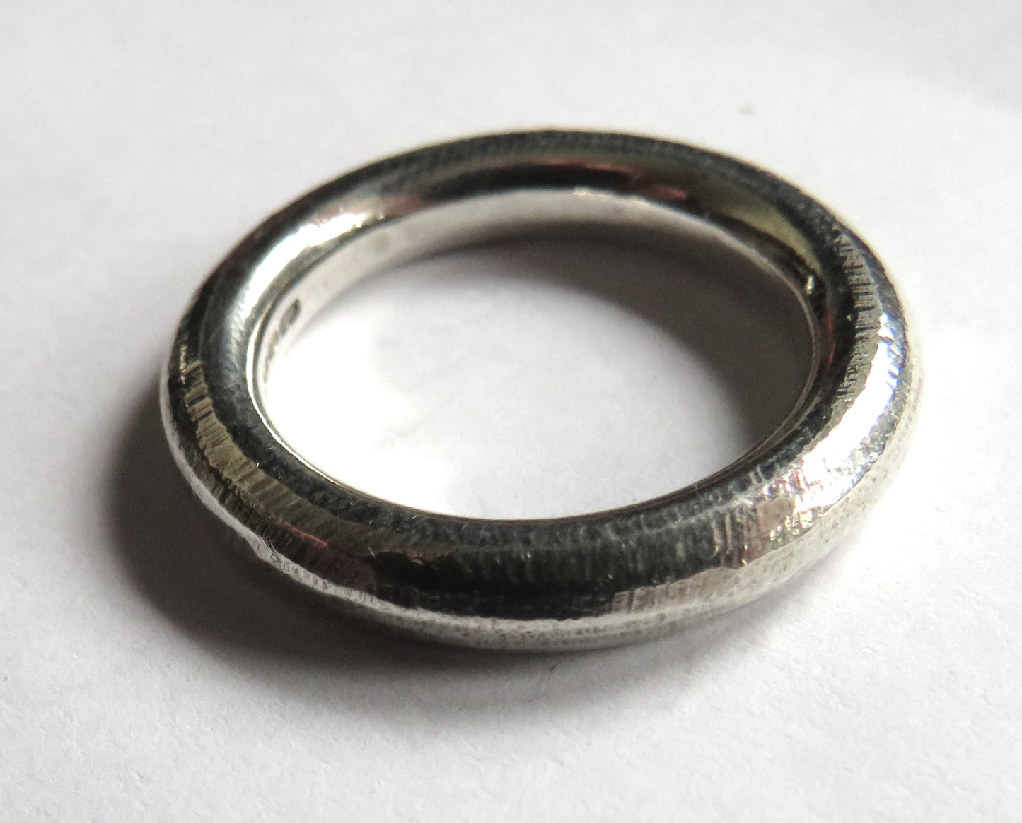 Unusual Thick Sterling Silver Ring By "OPM" UK Size M & 1/2