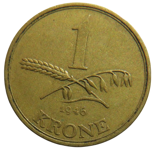 1946 Denmark One Krone Coin