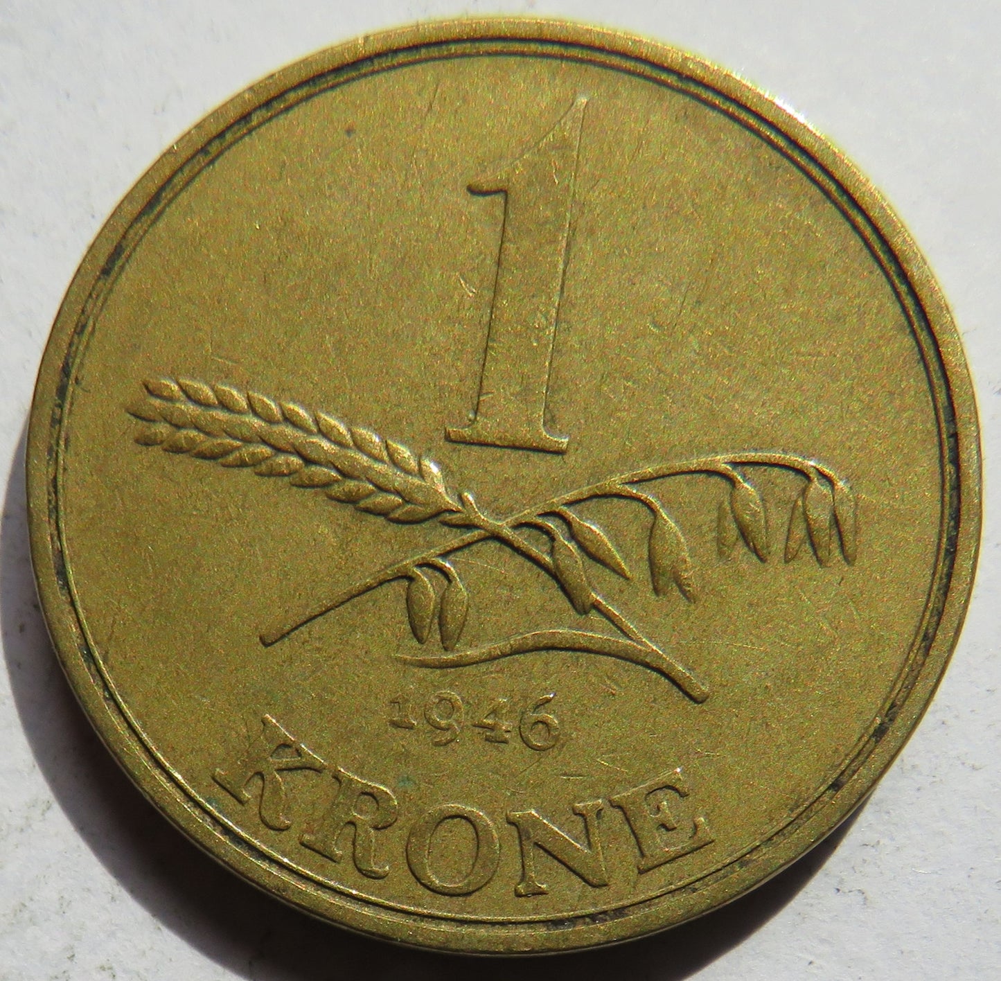 1946 Denmark One Krone Coin