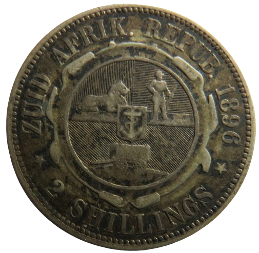 1896 South Africa Silver 2 Shillings Coin