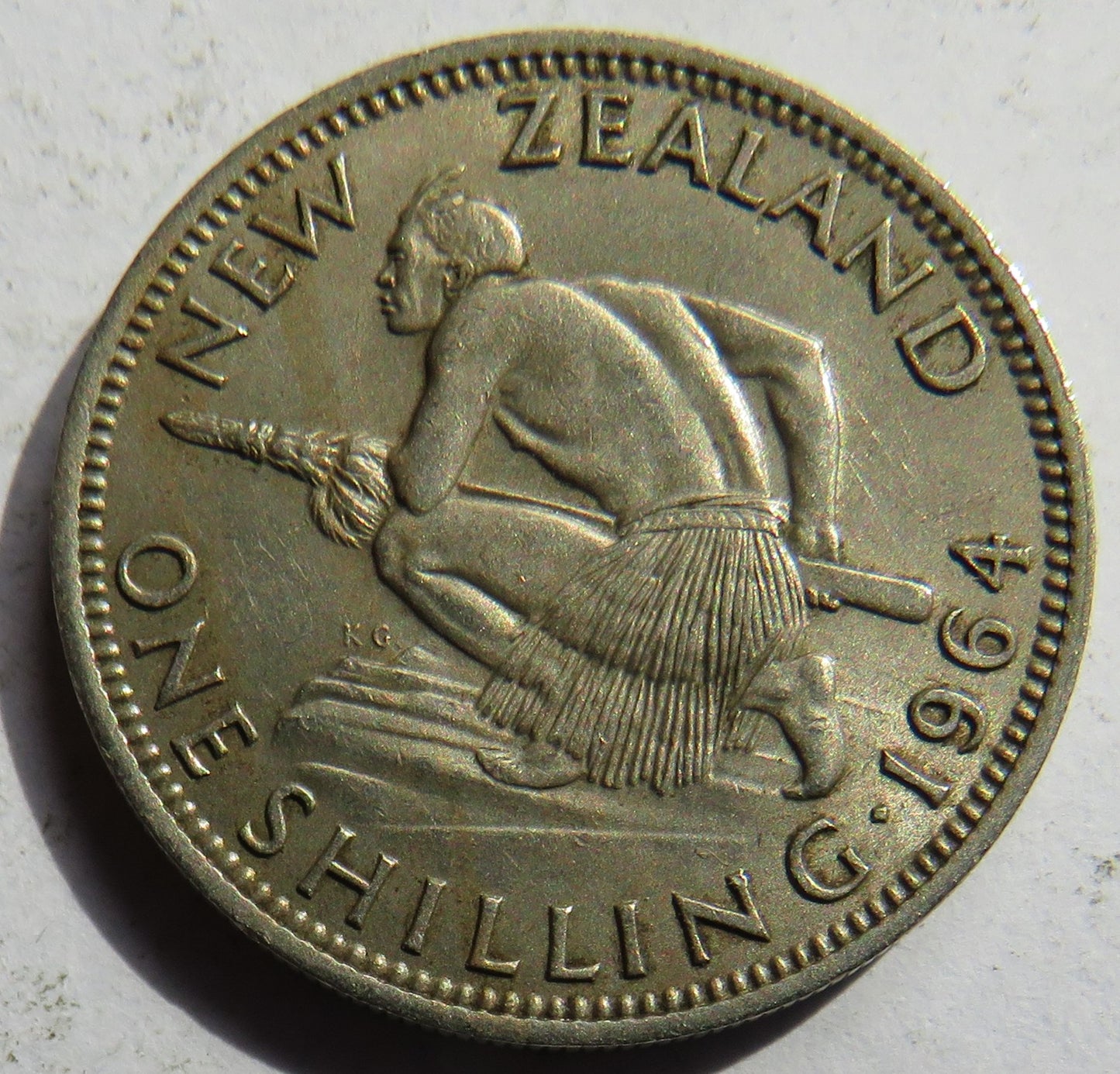 1964 Queen Elizabeth II New Zealand One Shilling Coin