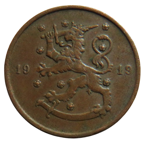 1919 Finland 10 Pennia Coin