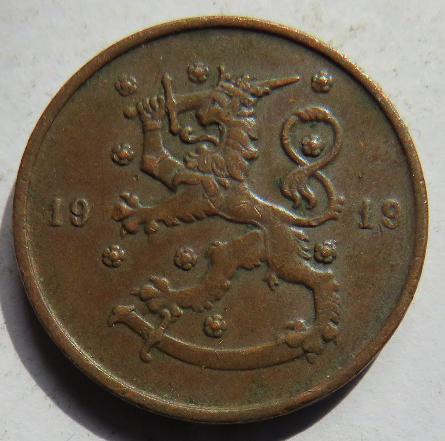1919 Finland 10 Pennia Coin