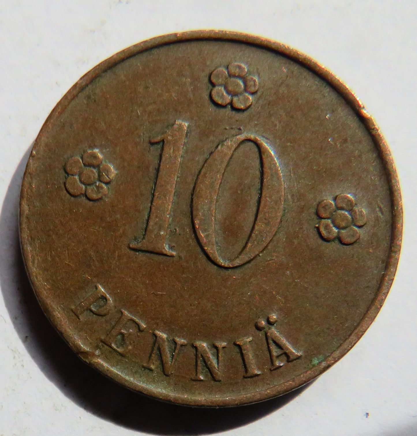 1919 Finland 10 Pennia Coin